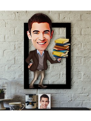 BK Kişiye Özel Bay Öğretmen Karikatürlü 3D Ahşap Tablo-8