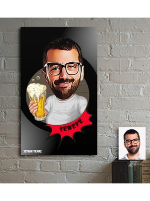 BK Kişiye Özel Bay Şerefe Karikatür Ahşap Tablo - 1