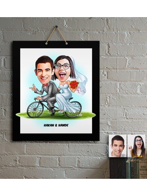 BK Kişiye Özel Evleniyoruz Karikatür Ahşap Tablo - 3