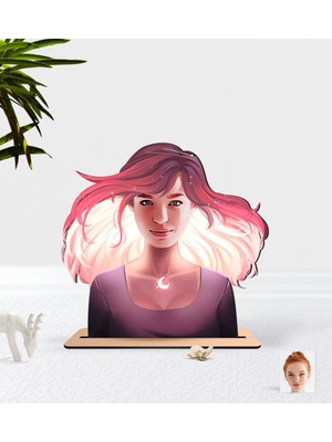 BK Kişiye Özel Kadın Soyut Karikatürlü Ahşap Biblo-13