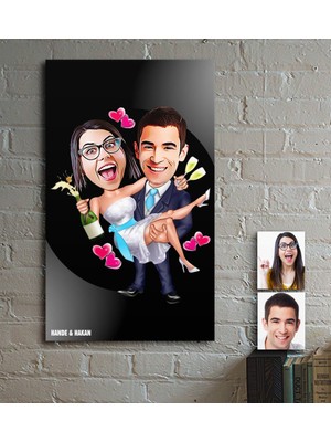 BK Kişiye Özel Evleniyoruz Karikatür Ahşap Tablo - 4