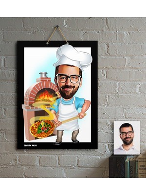 BK Kişiye Özel Bay Kebapçı Karikatür Ahşap Tablo - 1