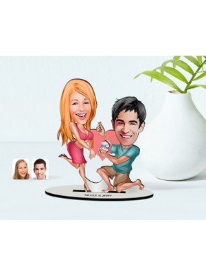 BK Kişiye Özel Sevgili Karikatürlü Ahşap Biblo Model-21