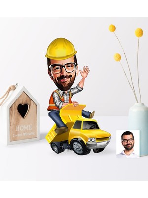 BK Kişiye Özel Bay Yol Mühendisi Karikatür Ahşap Biblo - 1