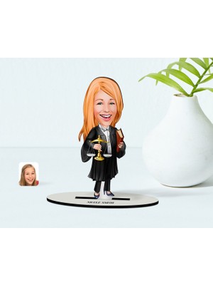 BK Kişiye Özel Bayan Avukat Karikatür Ahşap Biblo - 1