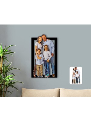 BK Kişiye Özel Tam Boy Aile Karikatürlü 3D Ahşap Tablo-1