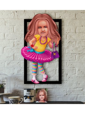 BK Kişiye Özel Kız Çocuk Karikatürlü 3D Ahşap Tablo-11