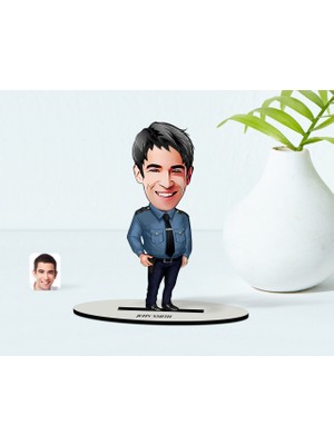 BK Kişiye Özel Bay Polis Karikatür Ahşap Biblo - 3