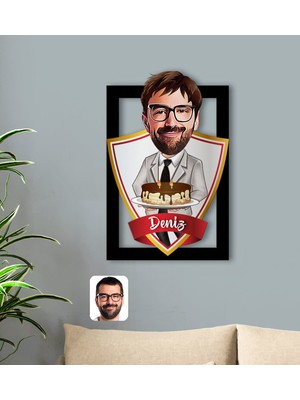 BK Kişiye Özel Isimli Erkek Doğum Günü Karikatürlü 3D Ahşap Tablo-4