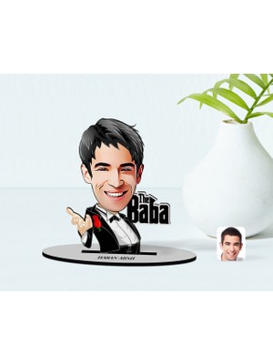 BK Kişiye Özel Godfather Baba Karikatürlü Ahşap Biblo Model-2