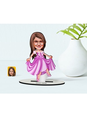 BK Kişiye Özel Kız Çocuk Prenses Karikatürlü Ahşap Biblo Model-1