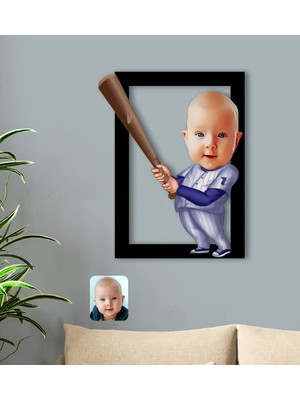 BK Kişiye Özel Bebek Karikatürlü 3D Ahşap Tablo-8