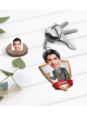 BK Kişiye Özel Isimli Erkek Karikatürlü Ahşap Anahtarlık-52