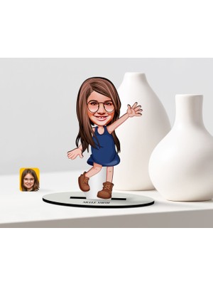 BK Kişiye Özel Kız Çocuk Karikatürlü Ahşap Biblo Model-4