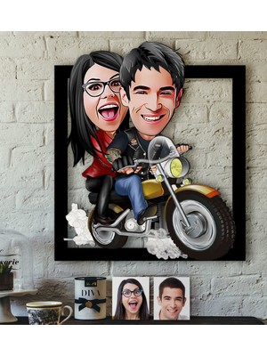 BK Kişiye Özel Sevgililer Karikatürlü 3D Ahşap Tablo-17