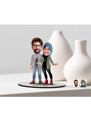 BK Kişiye Özel Sevgililer Karikatürlü Ahşap Biblo Model-58