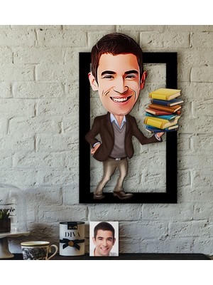 BK Kişiye Özel Bay Öğretmen Karikatürlü 3D Ahşap Tablo-8