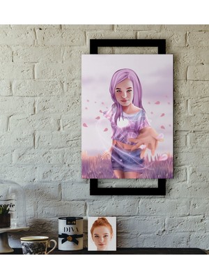 BK Kişiye Özel Kadın Soyut Karikatürlü 3D Ahşap Tablo-6