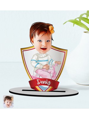 BK Kişiye Özel Isimli Bebek Karikatürlü Ahşap Biblo Model-4