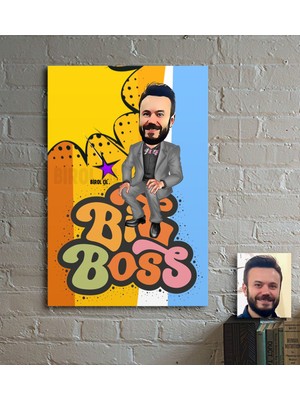 BK Kişiye Özel Bay Big Boss Karikatür Ahşap Tablo - 4