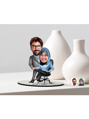 BK Kişiye Özel Sevgililer Karikatürlü Ahşap Biblo Model-57