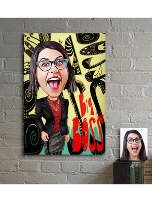 BK Kişiye Özel Bayan Big Boss Karikatür Ahşap Tablo - 3