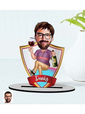 BK Kişiye Özel Isimli Erkek Karikatürlü Ahşap Biblo Model-2
