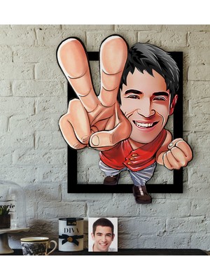 BK Kişiye Özel Erkek Karikatürlü 3D Ahşap Tablo-33