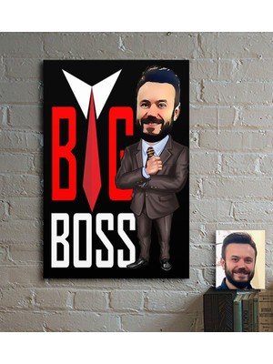BK Kişiye Özel Bay Big Boss Karikatür Ahşap Tablo - 5