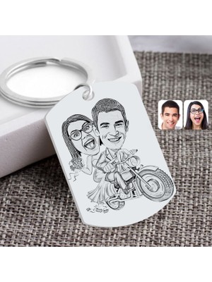 BK Kişiye Özel Karakalem Gelin Damat Karikatürlü Pleksi Anahtarlık-1