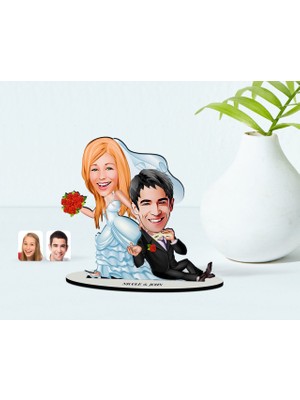 BK Kişiye Özel Evleniyoruz Karikatür Ahşap Biblo - 2