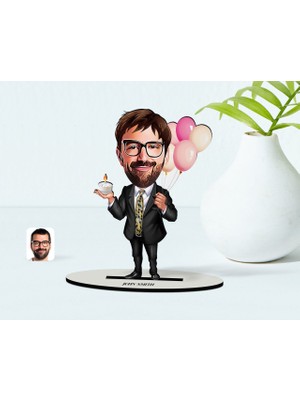 BK Kişiye Özel Bay Doğum Günü Karikatür Ahşap Biblo - 3