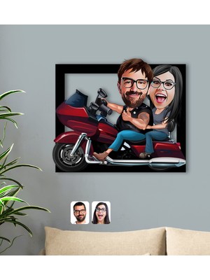 BK Kişiye Özel Sevgililer Karikatürlü 3D Ahşap TABLO-103