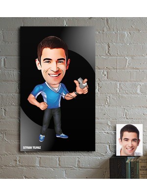 BK Kişiye Özel Bay Antrenör Karikatür Ahşap Tablo - 1