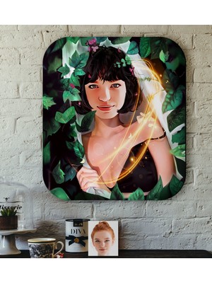 BK Kişiye Özel Kadın Soyut Karikatürlü Ahşap Tablo-5