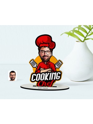 BK Kişiye Özel Bay Chef Karikatürlü Ahşap Biblo-11