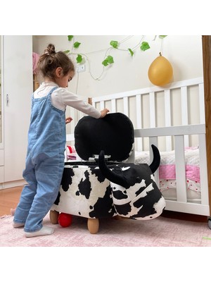 Zooturak İnek Benekli Hayvanlı sandıklı puf çocuk koltuğu