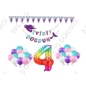 Bal10 Dünyası Deniz Kızı 4 Yaş Doğum Günü Parti Seti