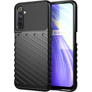 Realme 6 Thunder Serisi Darbeye Dayanıklı Silikon Kılıf - Siyah