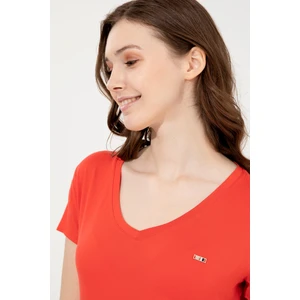 U.S. Polo Assn. Kadın Kırmızı Basic T-Shirt 50247980-VR213