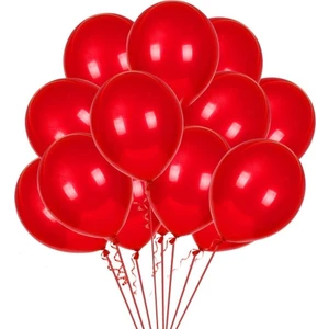 35 Adet Metalik Sedefli Kırmızı   Balon, Helyumla Uçan-Dogum Günü-Parti-Kaliteli Balon