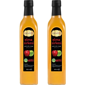 Hanzade Bitkisel Elma Sirkesi 500 ml x 2 Adet Doğal Fermantasyon Içilebilir Katkısız