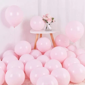 50 Adet Pembe Soft Renk Pastel   Balon-5 Metre Balon Zıncırı Hediyeli