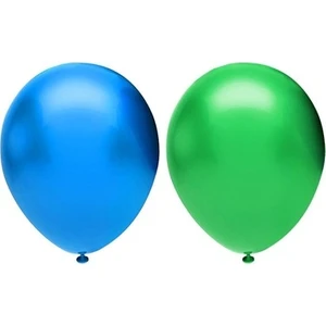 10 Adet Metalik Sedefli K. Yeşil-Mavi  Balon, Helyumla Uçan-Dogum Günü-Parti-Kaliteli Balon