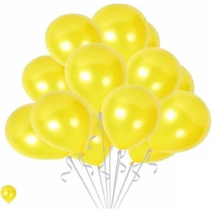 35 Adet Metalik Sedefli Sarı  Balon, Helyumla Uçan-Dogum Günü-Parti-Kaliteli Balon