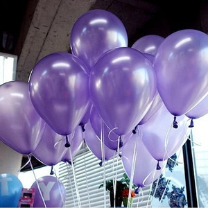 12 Adet Metalik Sedefli Lila  Balon, Helyumla Uçan-Dogum Günü-Parti-Kaliteli Balon