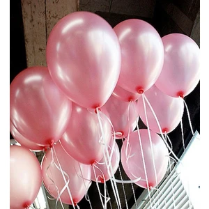 15 Adet Metalik Sedefli Pembe   Balon, Helyumla Uçan-Dogum Günü-Parti-Kaliteli Balon