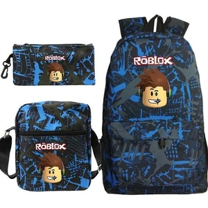 3 Adet / Takım Roblox Satchel Anime Baskılı Okul Çantası Sırt Çantası ile Kalem Çantası Messenger Çanta (Yurt Dışından)