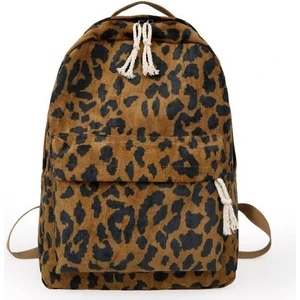 Moda Kadın Sırt Çantası Leopar Baskı Kadife Çift Sapanlar Kadın Seyahat Sırt Çantası Büyük Kapasiteli Kız Okul Omuz Çantası | Sırt Çantaları (Yurt Dışından)