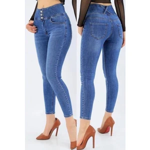 Yüksek Bel Likralı Jean Pantolon